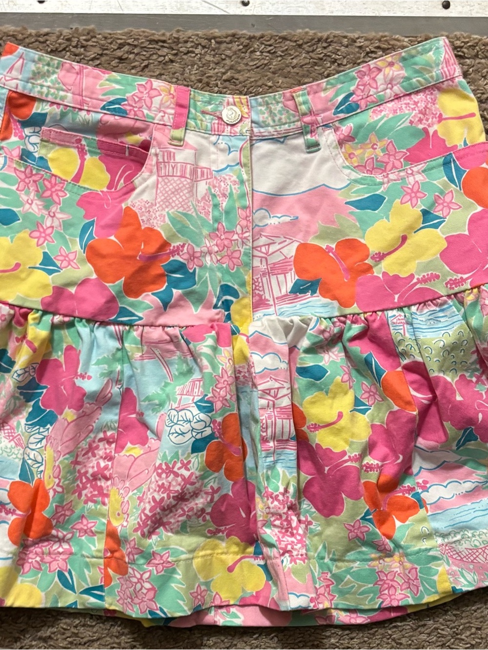 Lilly Pulitzer Women 6 Vintage Bright Colored Floral Design Mini Skirt Like New